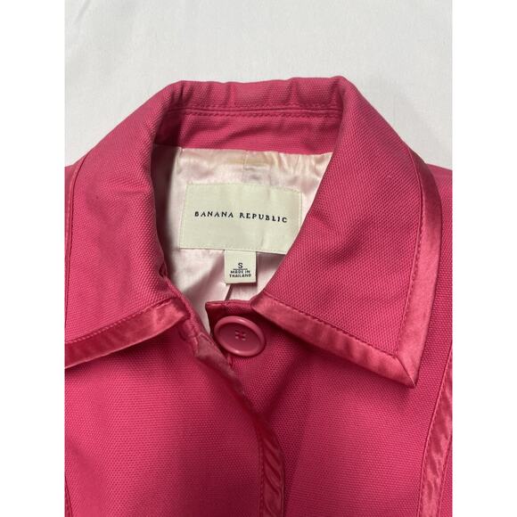 VTG Y2K Banana Republic Pink Trench Coat Womens S Coquette Preppy Chic - Picture 3 of 15
